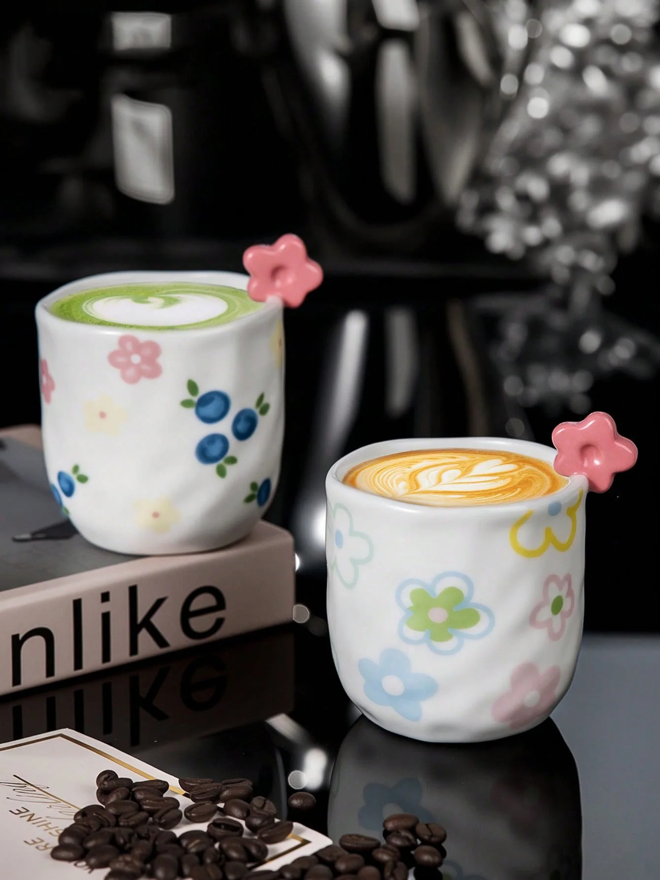 1pc Ceramic Coffee Cup, Cup With Three-dimensional Flower Decoration, Fresh And Cute Style Mug - view 6