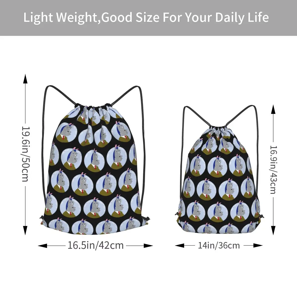Ren And Stimpy Blue Suit Backpacks Multi-function Drawstring Bags Storage Bag Book Bags for Man Woman School