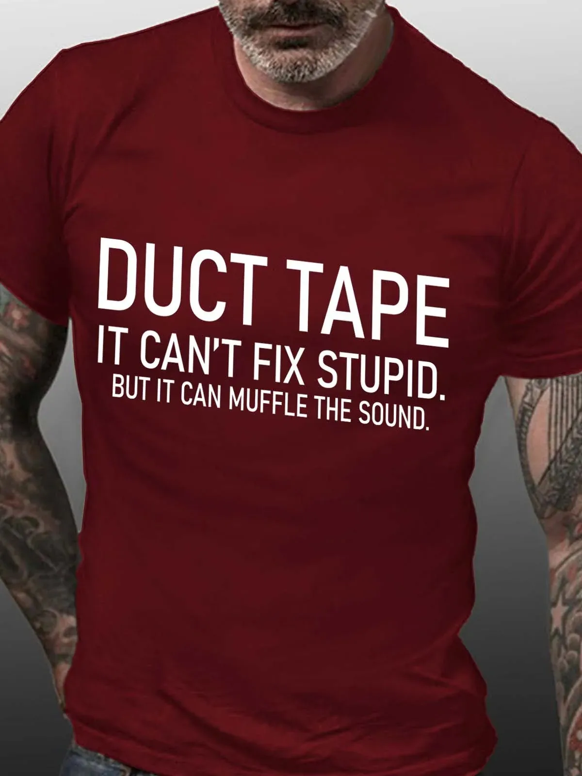 Duct Tape It Can't Fix Stupid But It Can Muffle The Sound Cotton Blends Crew Neck Short Sleeve T-shirt image 5