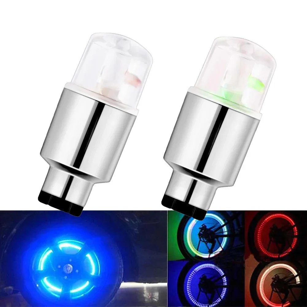 LED Car Light Bike Universal Wheel Tire Tyre Valve Flash Neon Auto Dust-proof Cap Spoke Stems Lamp Caps Accessories 4kinds Color