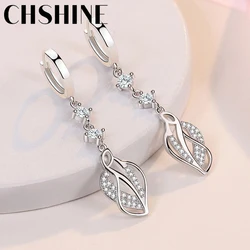 CHSHINE 925 Sterling Silver Leaf Angel's Wing Earrings for Women's Wedding Gifts Fashion Jewelry