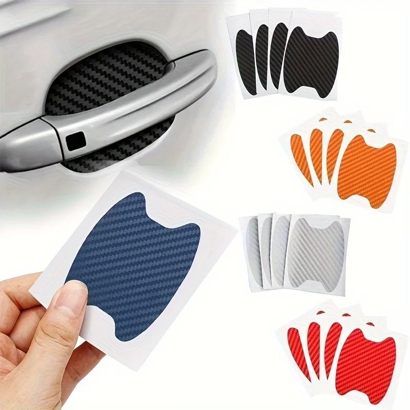 4-Pack Carbon Fiber Door Handle Stickers - Scratch-Resistant, Removable for Car & Home Decor