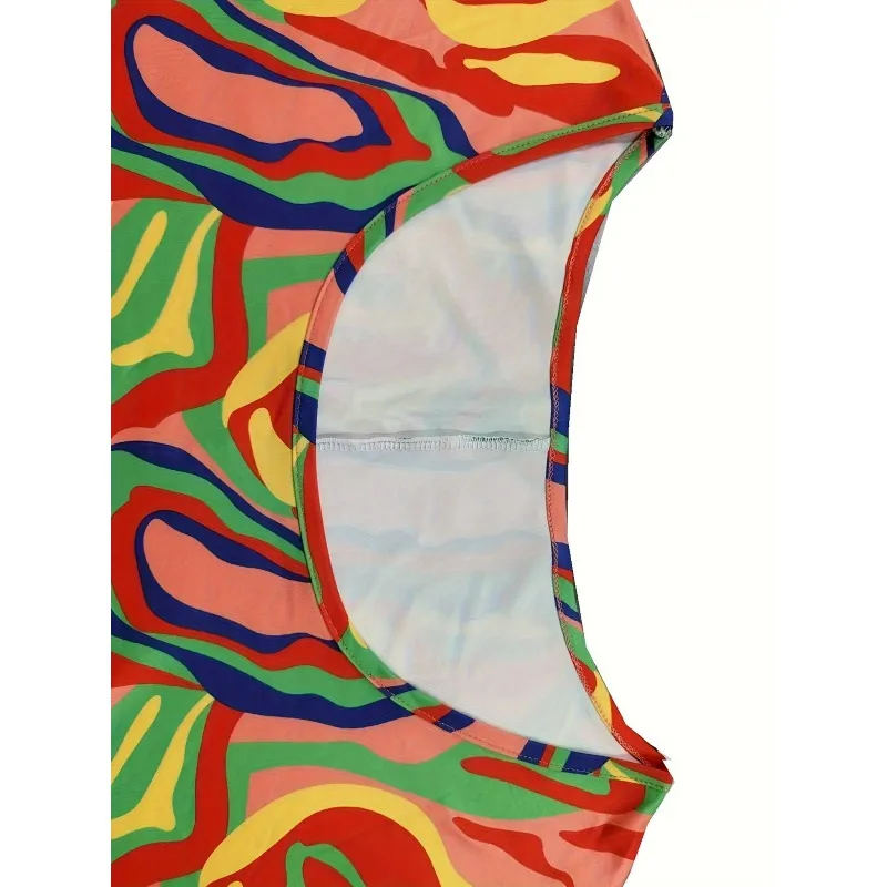 Plus Size New Women's Fashionable Casual Autumn Comfortable Color Printed Short Sleeved Dress