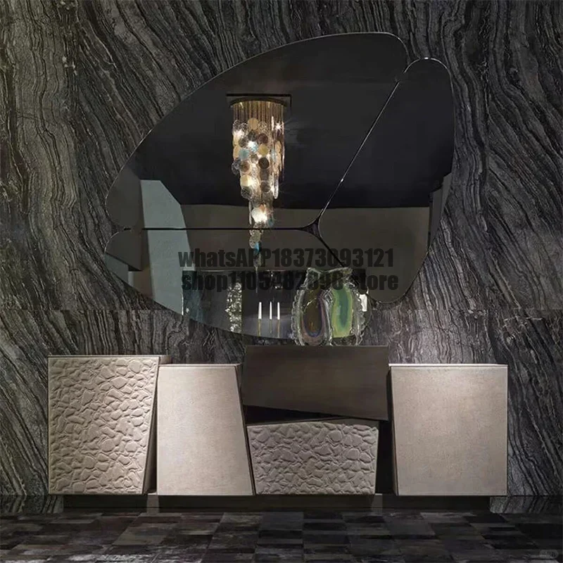 Irregular Geometric Design Storage Cabinet Sideboard Light Luxury Luxury Villa Entry Luxury Decorative Cabinet