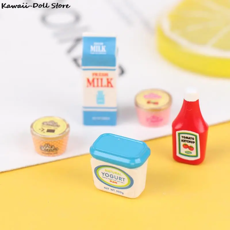 5 unids/set Mini salsa de tomate yogur helado muñecas comida cocina 1:12 casa de muñecas en miniatura