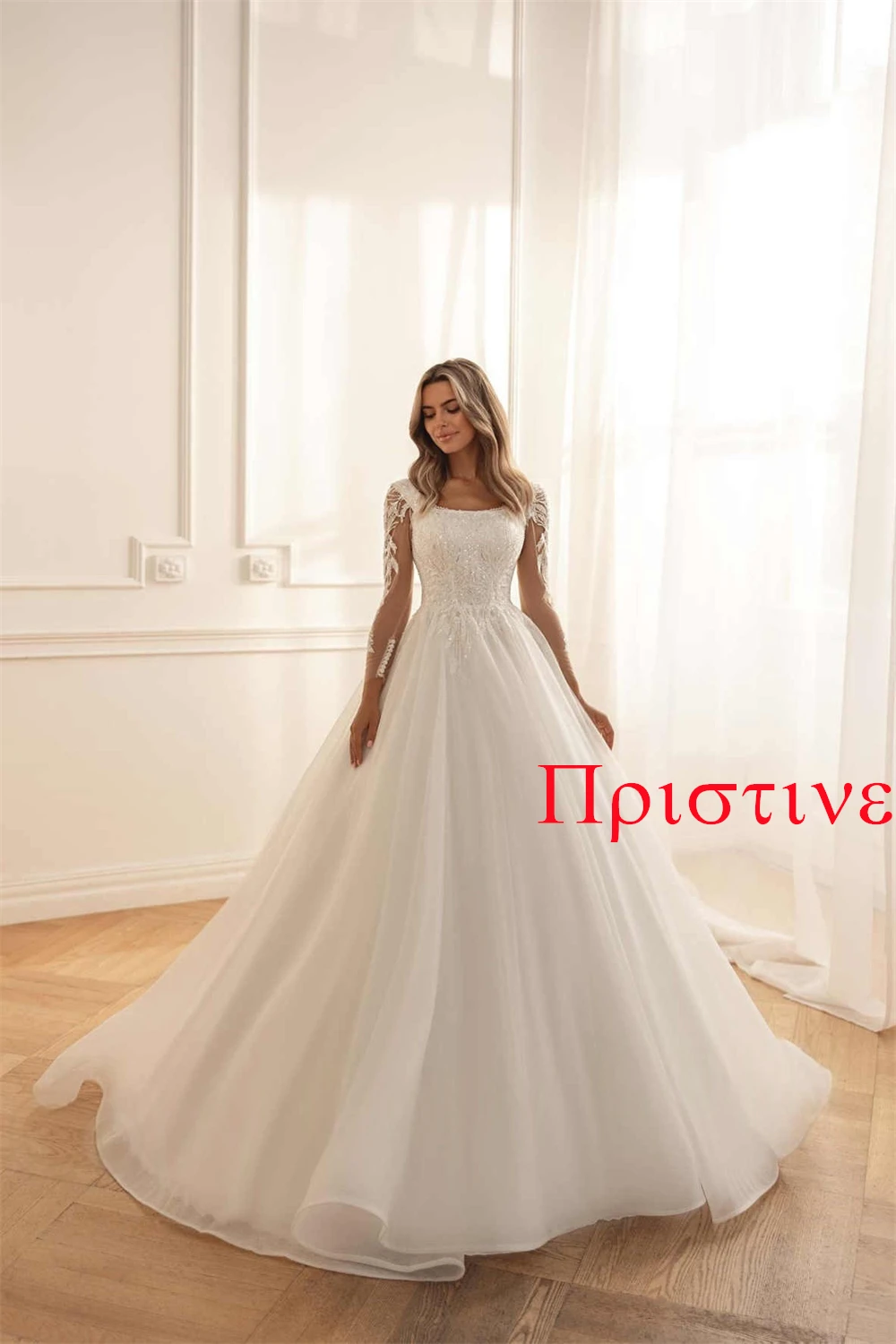 

Customized White Elegant Luxury Exquisite Fashion Temperament Bridal Party Tulle Applique Sequined A-line Long Dresses