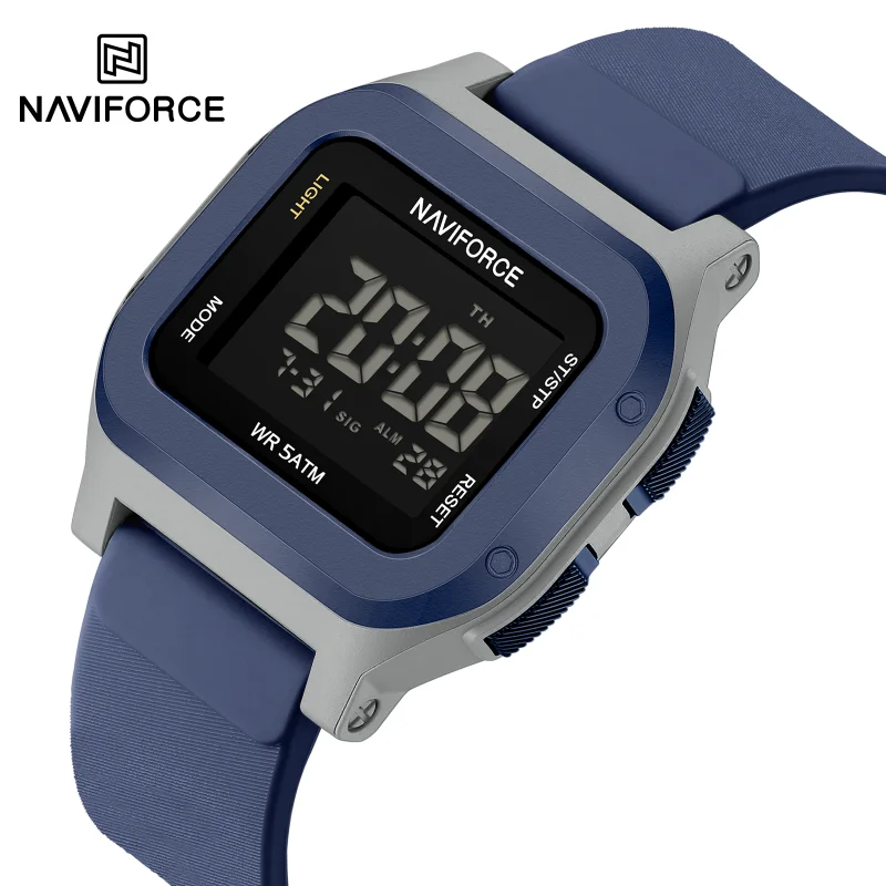 NAVIFORCE Sport Waterproof Shockproof Watch with Night Light Calendar Display Silicone Strap Men's Fashion Casual Wristwatch