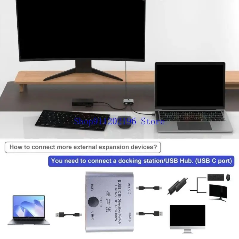Picture 5: P82A Double Computer USB C Switcher Type C KVM Switcher With 100W Charging Support