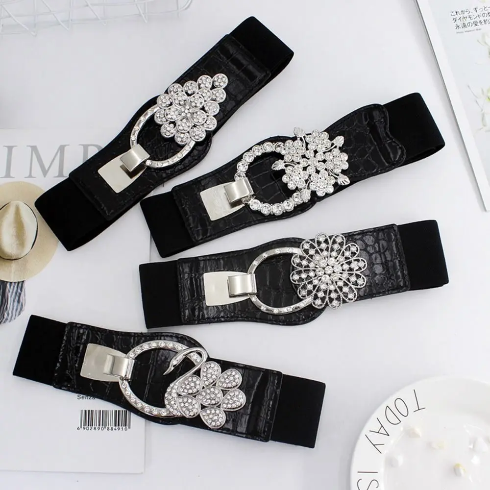 أزياء عارضة تمتد السيدات اللباس Cummerbund كريستال مشبك حزام الخصر حزام الخصر العصابات تنورة البرية
