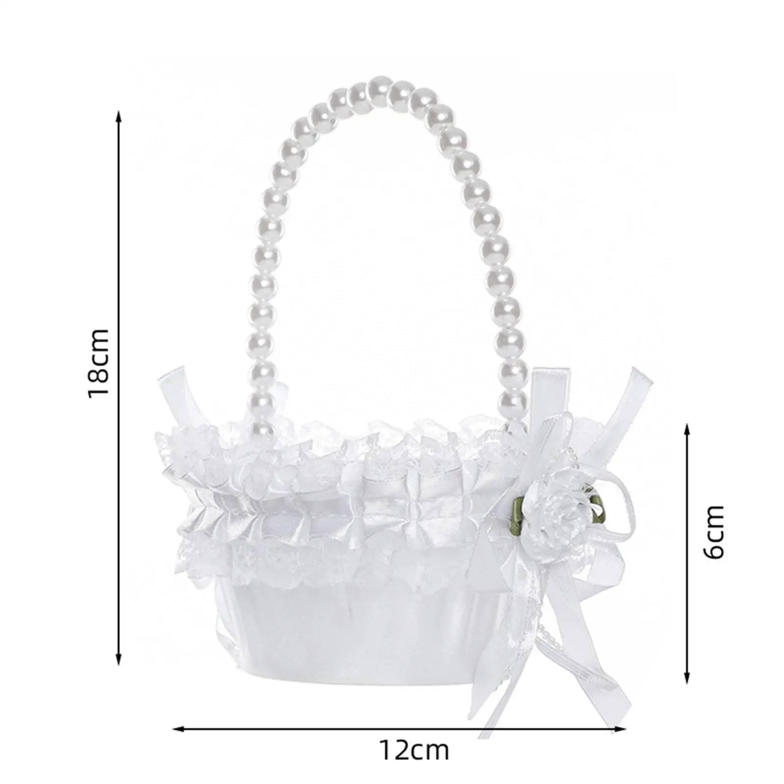 Satin Flower Basket Fariy Wedding Basket Photo Props Shower Table Wedding Supplies Ceremony with Pearls Wedding Flower Baskets
