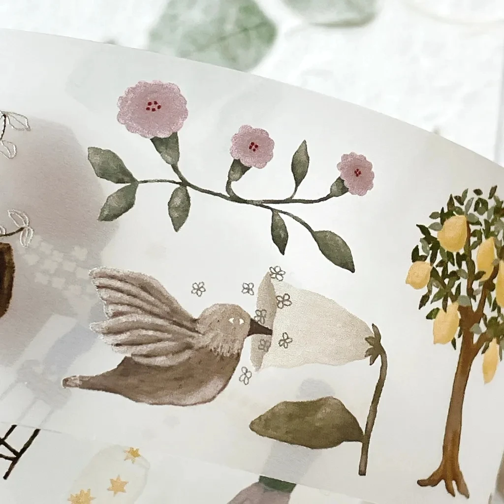 1 루프 아이비 스노우 빈티지 레몬 트리 농장 숲 소녀 Washi 애완 동물 테이프 카드 만들기 DIY Scrapbooking 계획 장식 스티커