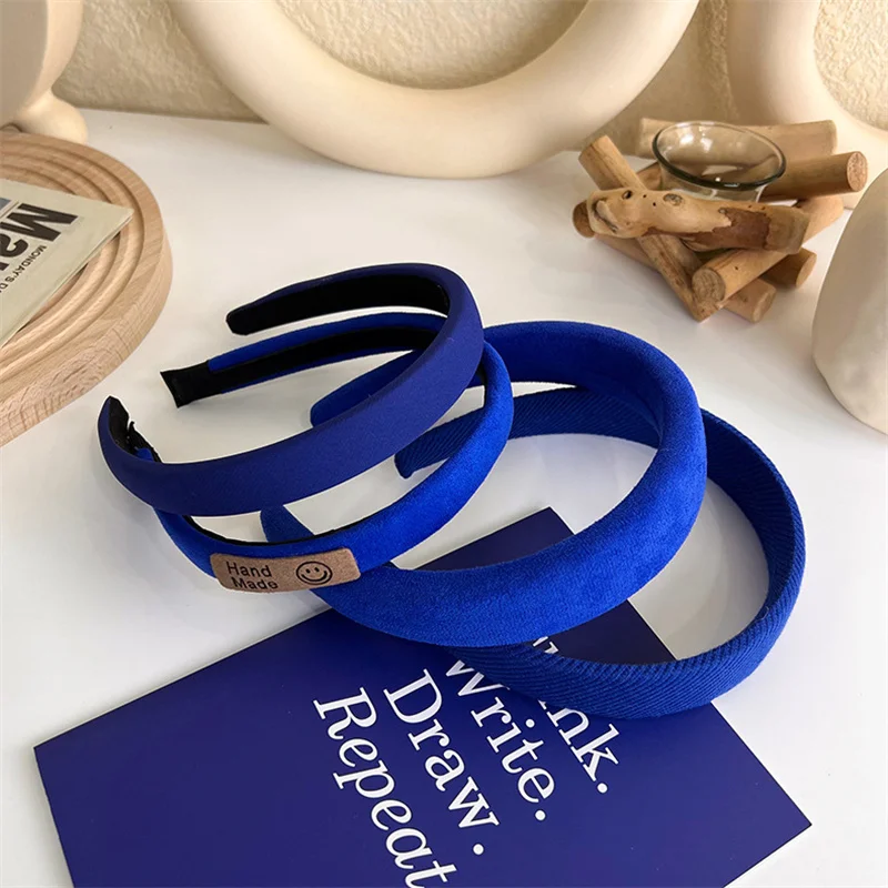 Klein Blue Headband Hairband Grab Clip Hairpins For  Womans Girl Fashion Wide Side Hair Hoop Elastic Hair Rope Barrette Headwear