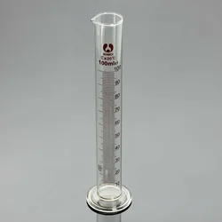 100mL Glass Graduated Measuring Cylinder Tube Round Base W/ Spout Lab Glassware