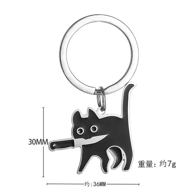 Fashion Cute Knife Cat Pendant Necklace Titanium Steel Kpop Funny Black Pendant Backpack Hanging Jewelry Decoration