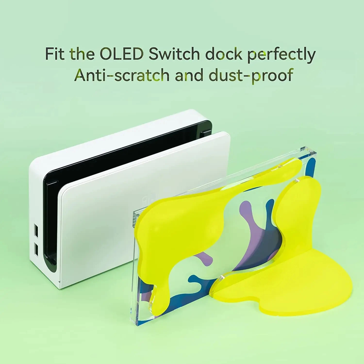 GeekShare Anti Scratch Acrylic Dock Cover Skin for Switch OLED - Hard Faceplate Sleeve Pad compatible with Switch OLED Dock