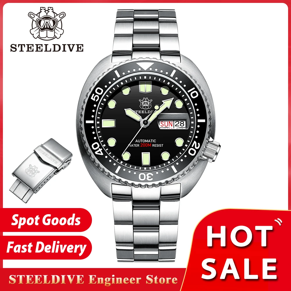 Men\'s Wristwatch STEELDIVE SD1972 V2 Abalone 20Bar Waterproof Double Calendar NH36 Movement Swiss Luminous Mechanical Dive Watch