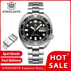 Herenpolshorloge STEELDIVE SD1972 V2 Abalone 20Bar Waterdicht Dubbele kalender NH36-beweging Superlichtgevend mechanisch duikhorloge