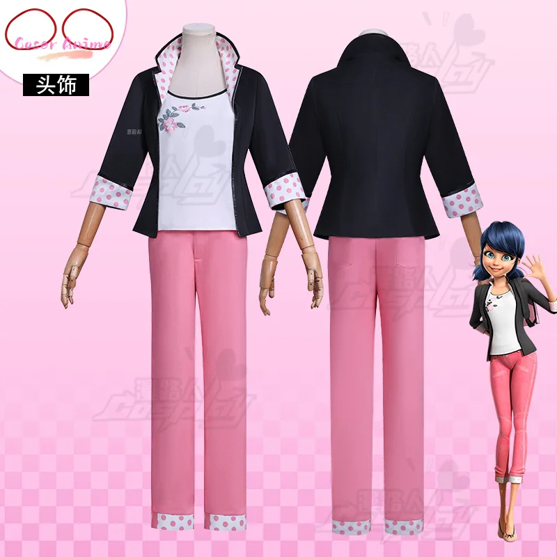 영화 Marinette Dupain-Cheng LadyBug 6 코스프레 의상 유니폼 할로윈 카니발 파티 크리스마스 역할 놀이 의류 의류