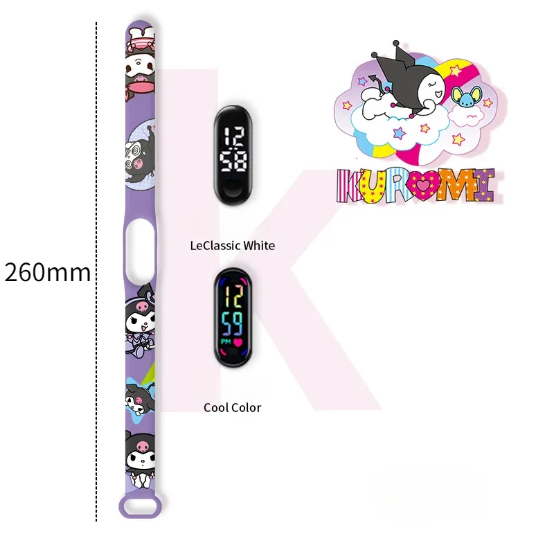 Kawaii LED Electronic Band Kawaii Cinnamoroll My Melody Kuromi Smart bracciale Anime Student orologio sportivo elettronico impermeabile