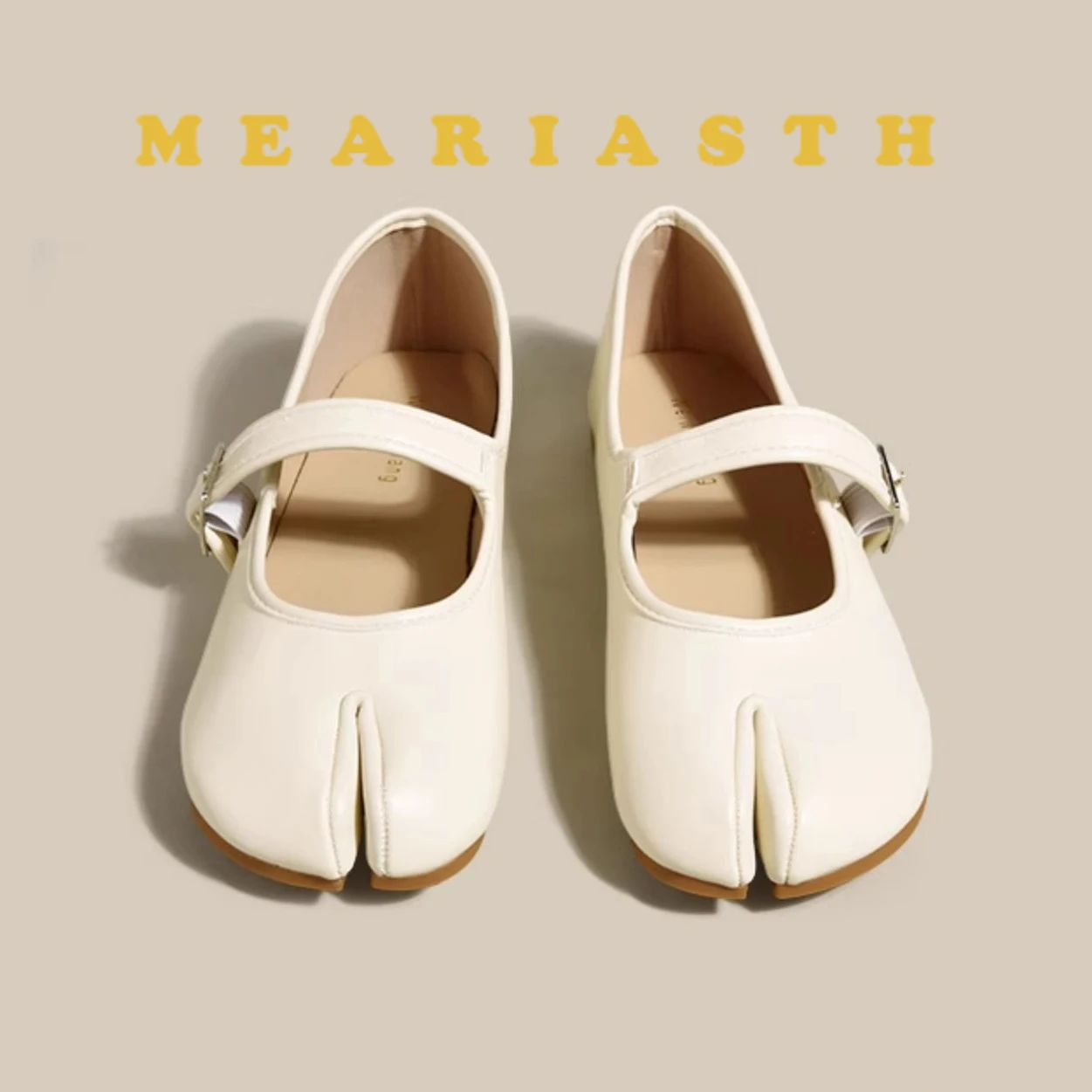 

Novelty Split Toe flat shoes woman quality leather mary janes Japanese style trotters flats ankle bele Tabi ninja loafers women