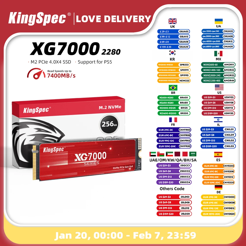 KingSpec SSD M2 Gen4 NVMe 1TB 2TB 4TB Drive M.2 2280 PCIe 4.0 HDD Nmve Hard Disk Drives Internal Solid State Drive for PS5