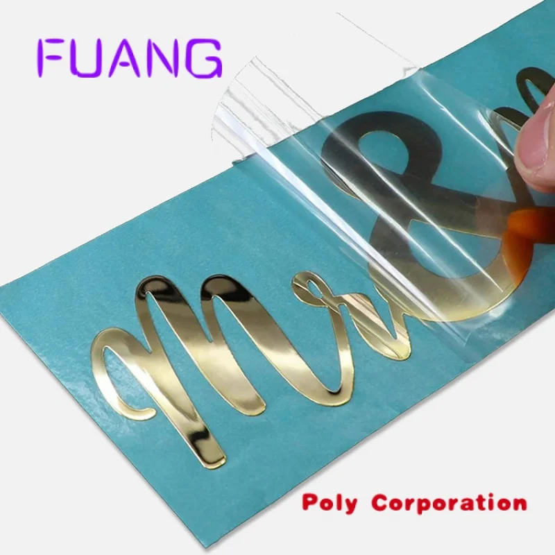 Custom  Custom logo printing stickers uu logo transfer stickers gold foil metal transfer stickers