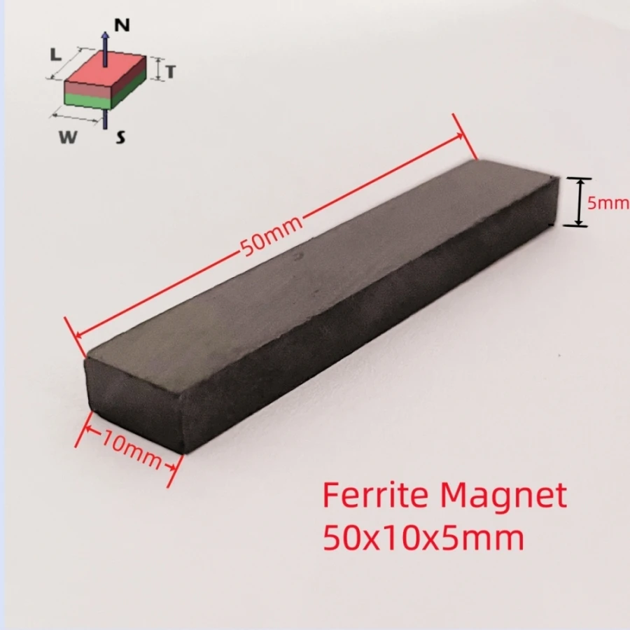 10PCS Ferrite Magnet Block Permanent Magnets 50x10x5mm Rectangle Magnetic Black Ferrite Magnets Permanent Magnetics Materials