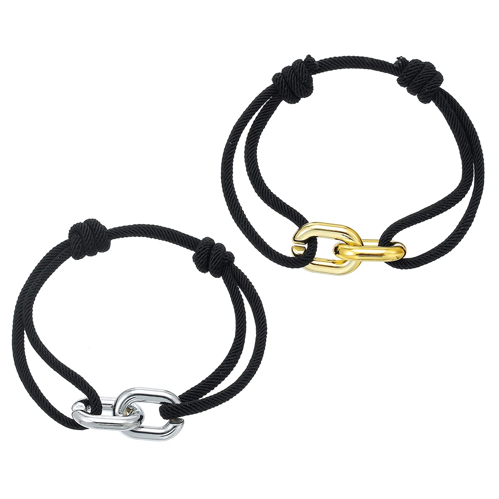 2Pc/s Hip Hop Personality Double Ring Delicate Ins Design Bracelet Minimalist Light Luxury Bracelet for Couple Jewelry Sets