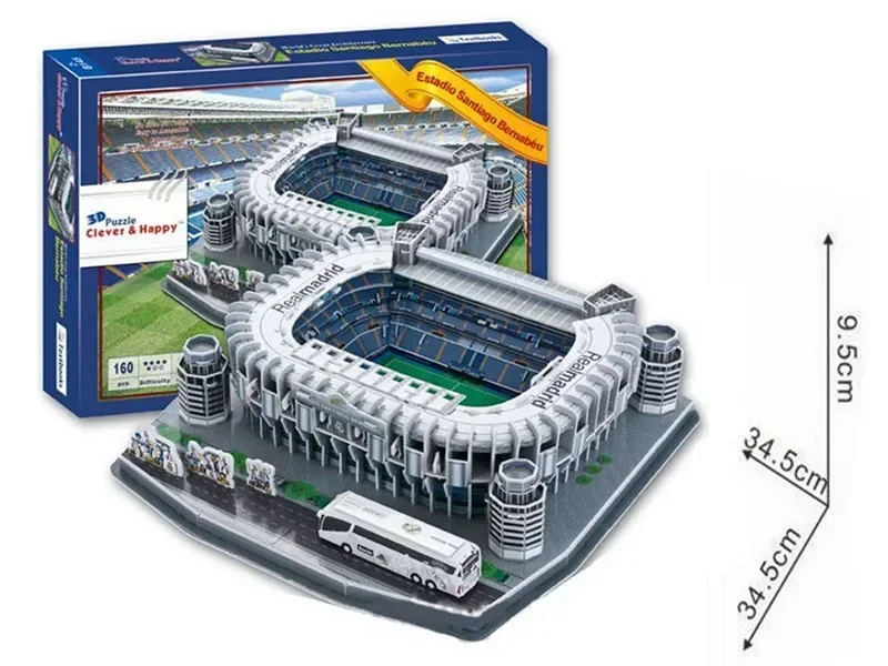 Handmade 160 ชิ้น/เซ็ต Cristiano Ronaldo Santiago Bernabeu การแข่งขันฟุตบอลเกมสนามกีฬาอาคารชุด Hand made ของเล่นของขวัญ