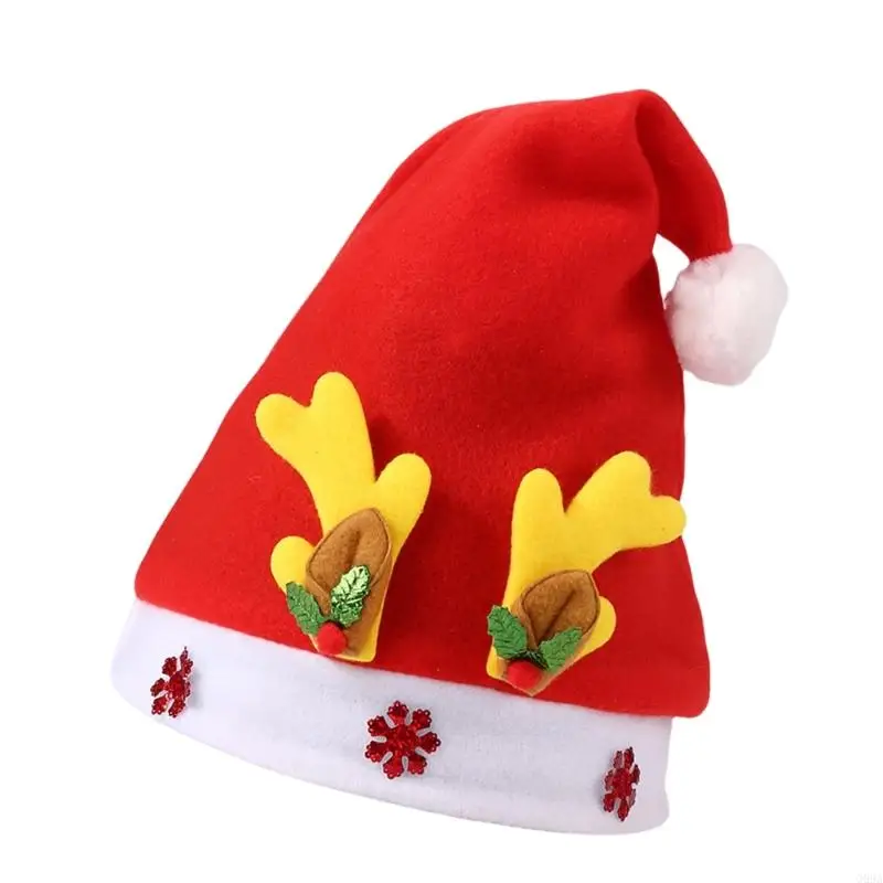 G99A Antlers chapeau Noël doux confortable Snowflake Santa Caps Adult Kids Ornement Party Decoration Supplies