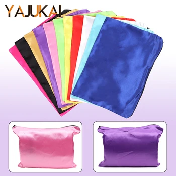 5 Stück Satin Perücken Taschen Aufbewahrung für mehrere Perücken weiche seidige Beutel mit Reiß verschluss für Business Perücke Werkzeug taschen für Bündel Make-up Tasche