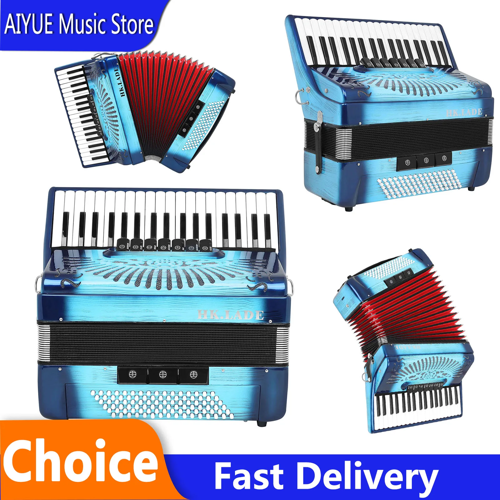 

Аккордеон HK LADE с 37 клавишами и 96 басами, с функцией изменения голоса, для выступлений, профессиональный клавишный инструмент