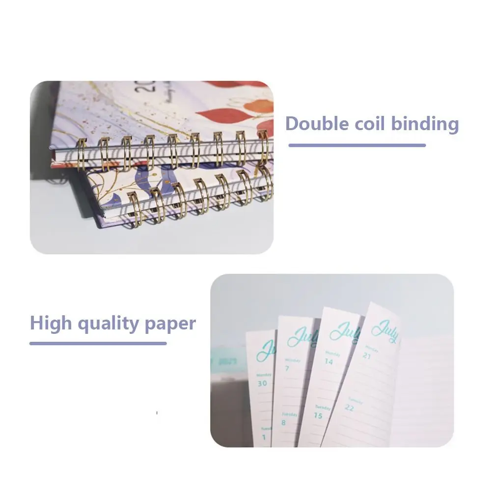 Agenda inglese da 365 giorni 2025 Libro Piano settimanale Diario mensile con fiori Lista delle cose da fare Agenda a fogli mobili A5 Agenda