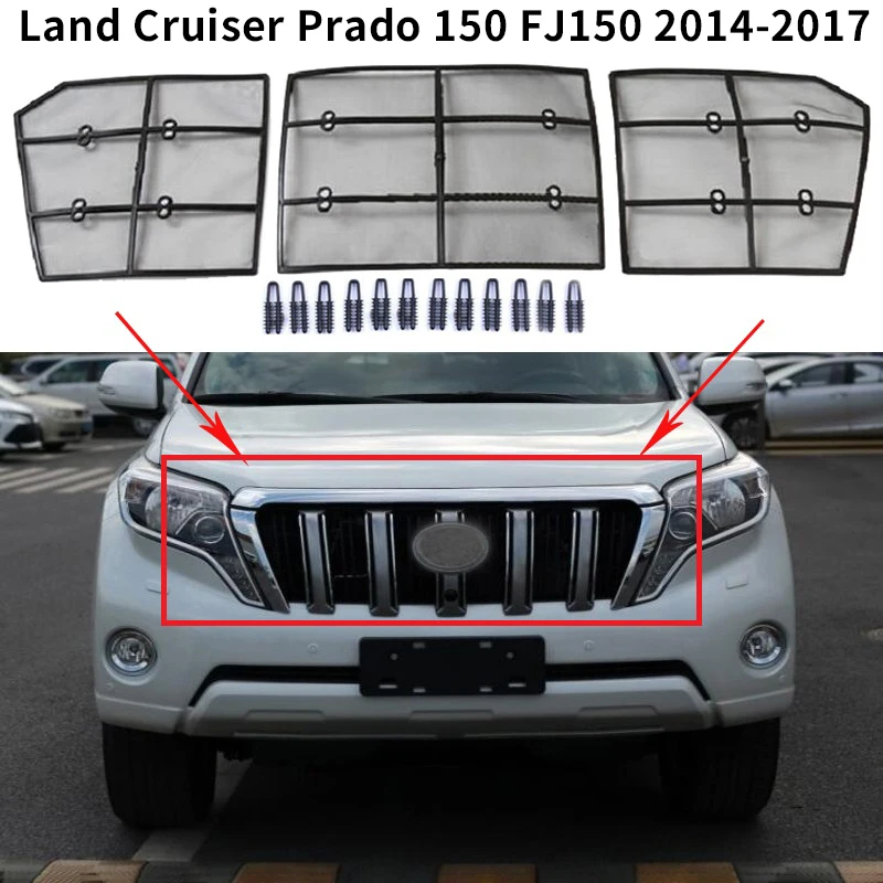 For Toyota Land Cruiser Prado 150 FJ150 2014-2017 Car Insect Screening Mesh Front Grille Insert Net