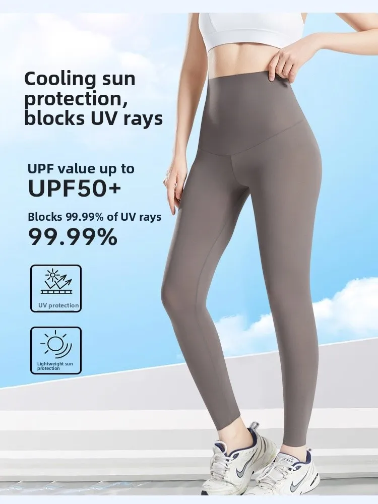 กางเกงโยคะเอวสูงผ้ายืดบางเฉียบ กระชับสัดส่วน ยกกระชับสะโพก ขายาว ผ้าไนลอนผสมสแปนเด็กซ์ สำหรับผู้หญิง ใส่ได้ในฤดูร้อน