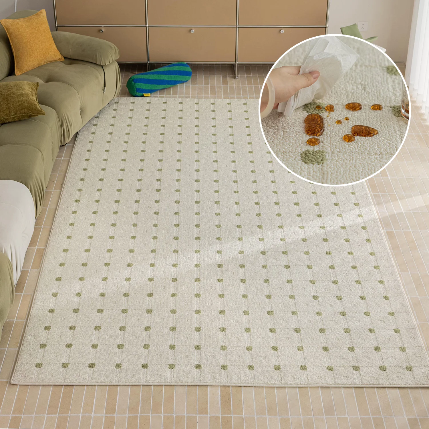 Green Antique Style Carpet For Living Room Home Bedroom Rug Waterproof Diatom Silk Floor Mat Modern Sofa Coffee Table Area Rug