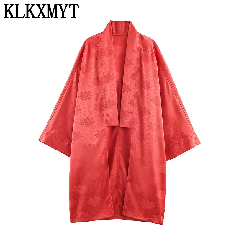 KLKXMYT Casual Chic Vintage Print Cardigan Jackets For Women 2026 Autumn Fashion Long Sleeve Oversize Long Style Jacket Coat