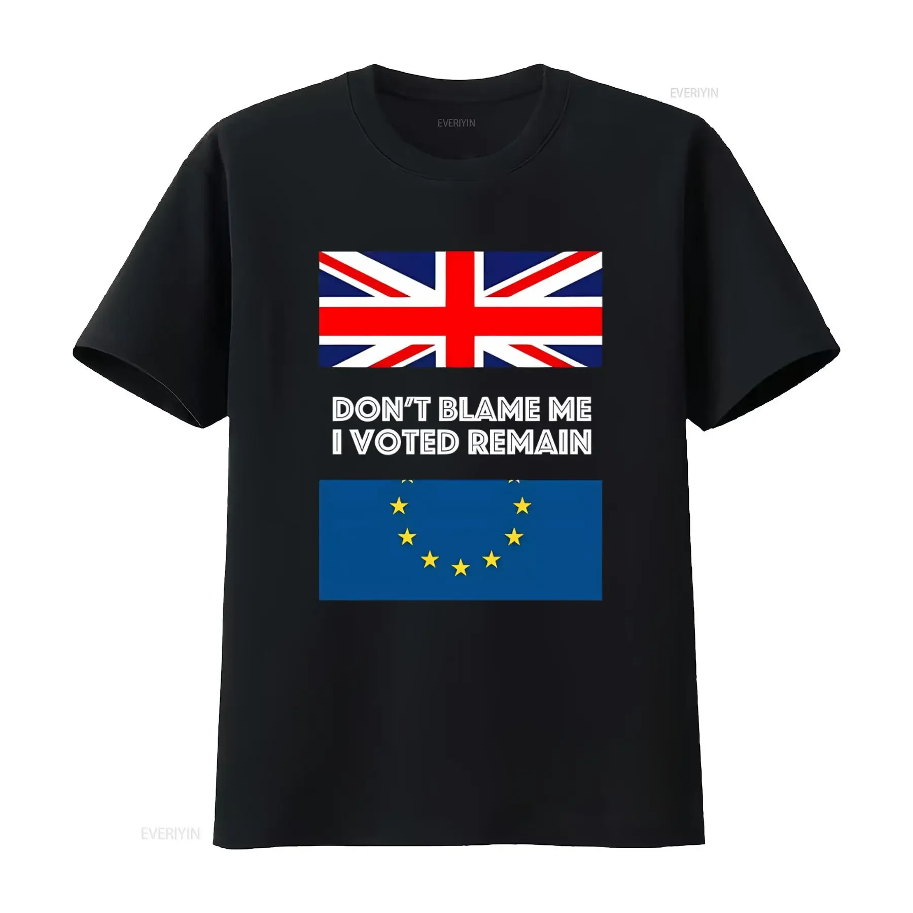 British Flag and EU Design Don't Blame Me I Voted Remain Adult T Shirt vintage Washed Comfortable graphic designer clothes