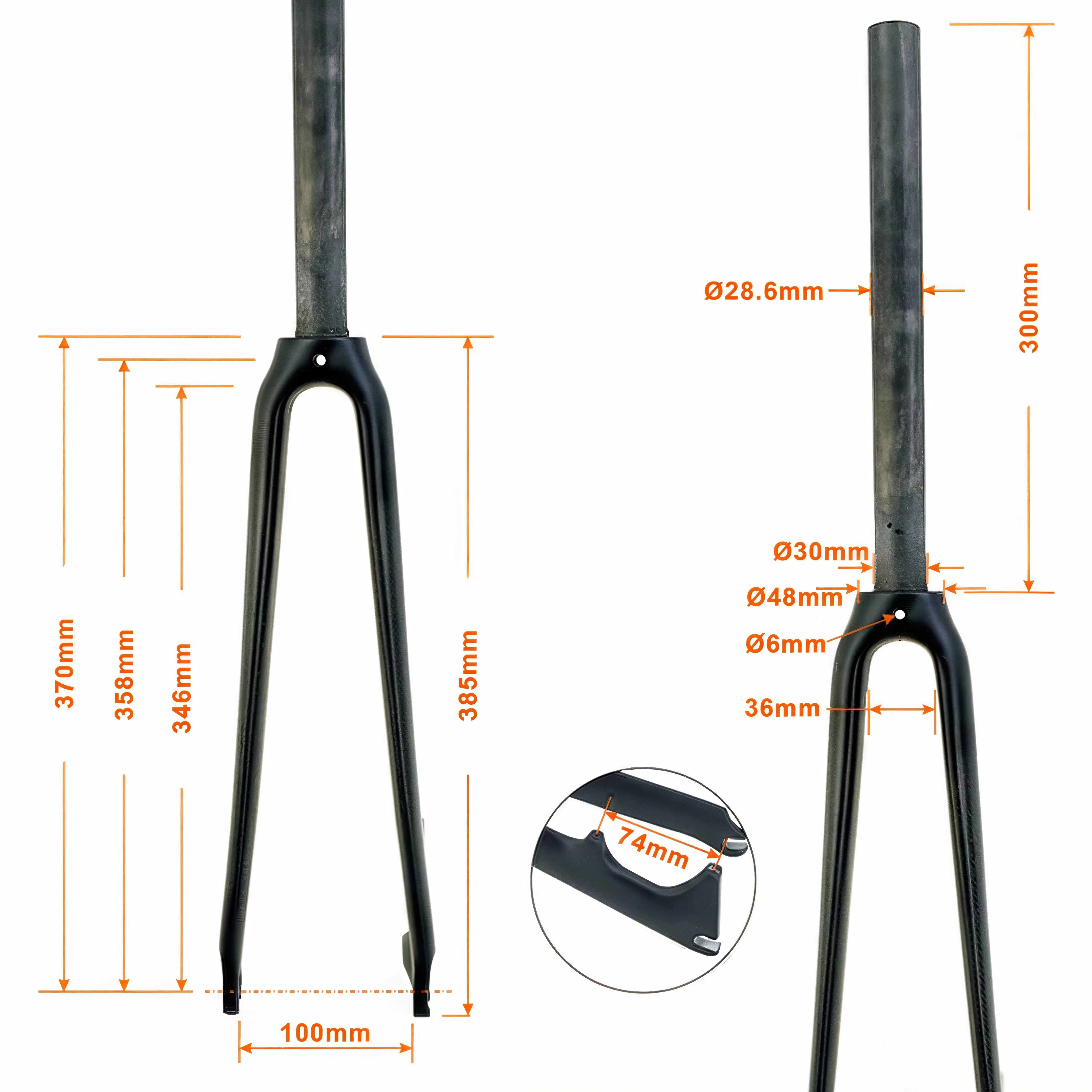 T800 Carbon Fiber Road Bike Fork 700C Disc Brake Compatible Straight/Tapered Tube 3K Gloss Matte