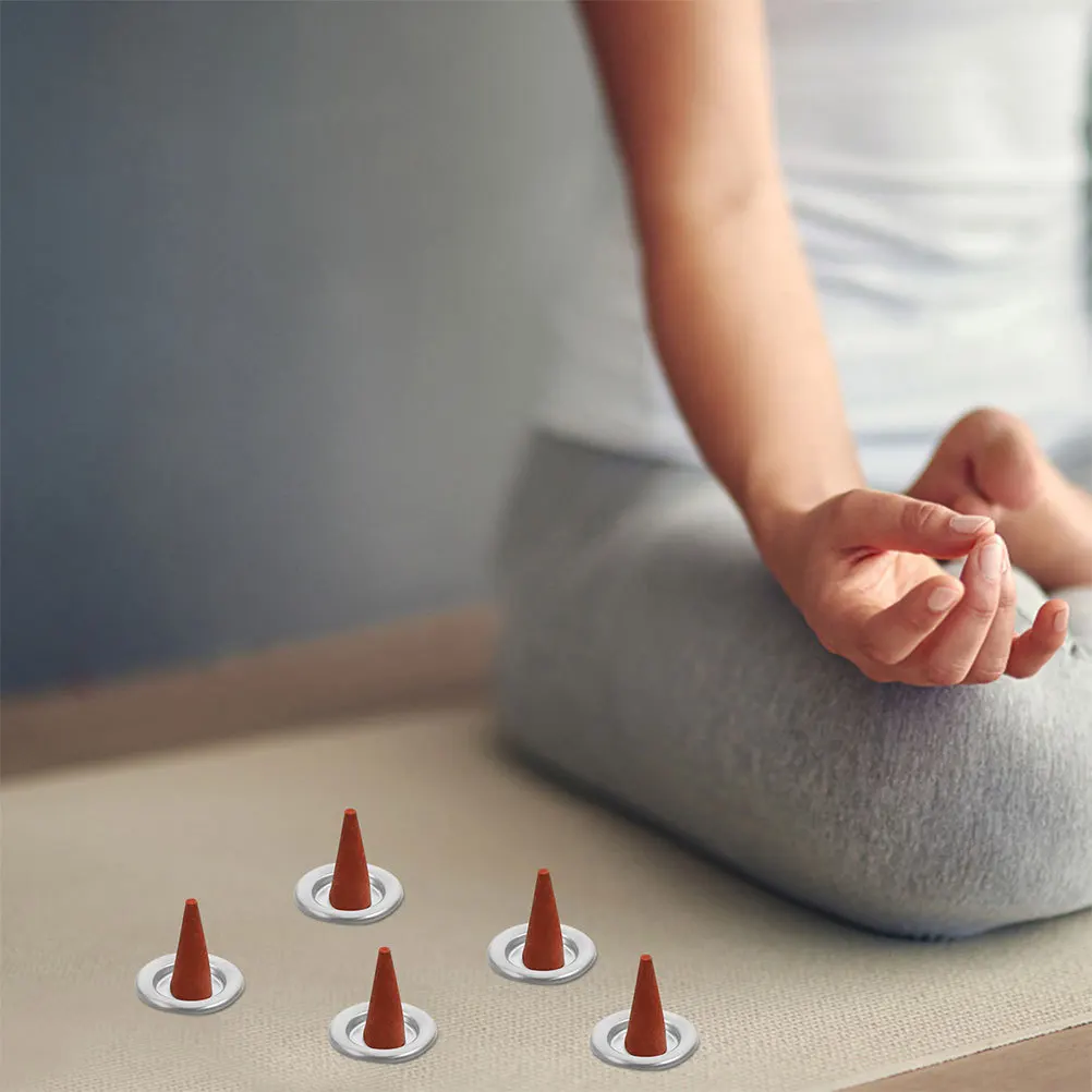 

30pcs Small Incense Tray Metal Cone Holder Heat-Resistant Mini Aluminum Alloy Burner For Home Office Travel Decorative Incense