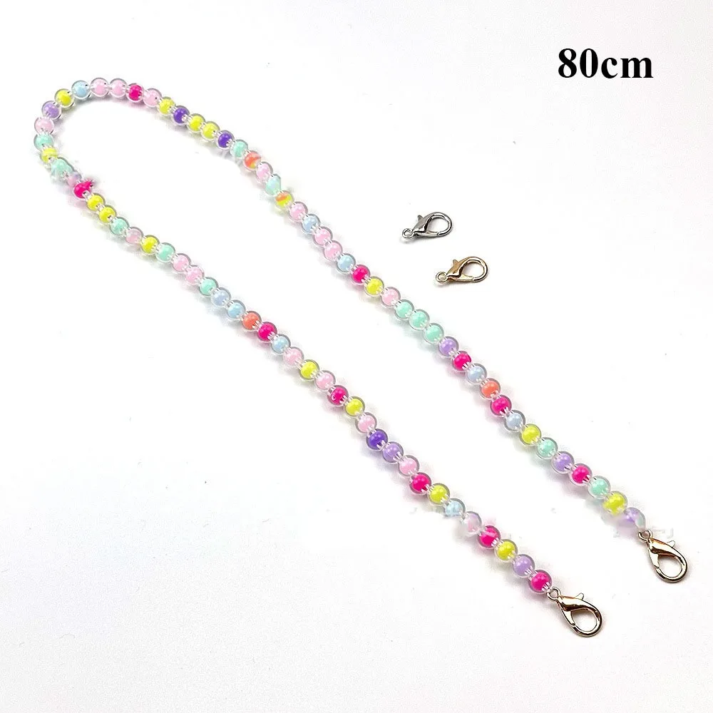 

High Quality 8mm Diameter Bead String Strap 10~100cm Handbag Handles Long Beaded Chain DIY Bags Accessories