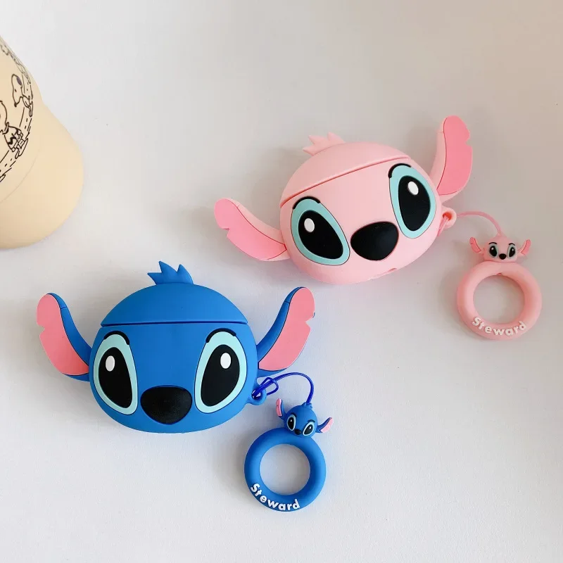 Disney Stitch Pink Blue Case For Airpods Pro 2 Case,Shockproof Earphone Silicone Cover For Airpods 1/2/3 Case For Girls Kids