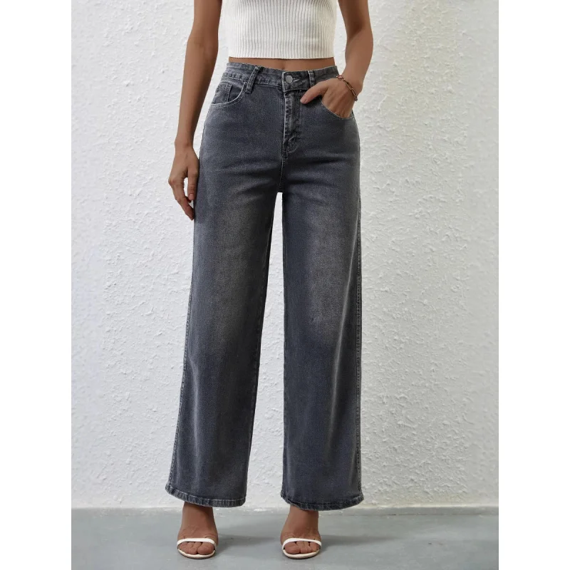 Women's High-Waisted Straight-Leg Denim Pants Autumn Fashion Casual Stretch Quality Fit 2026