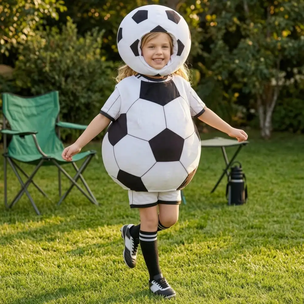 

Soccer Player Dress Up Funny Soccer Ball Costume, High Quality Football Sports Theme Clothes for Cheerleaders Halloween Cosplay