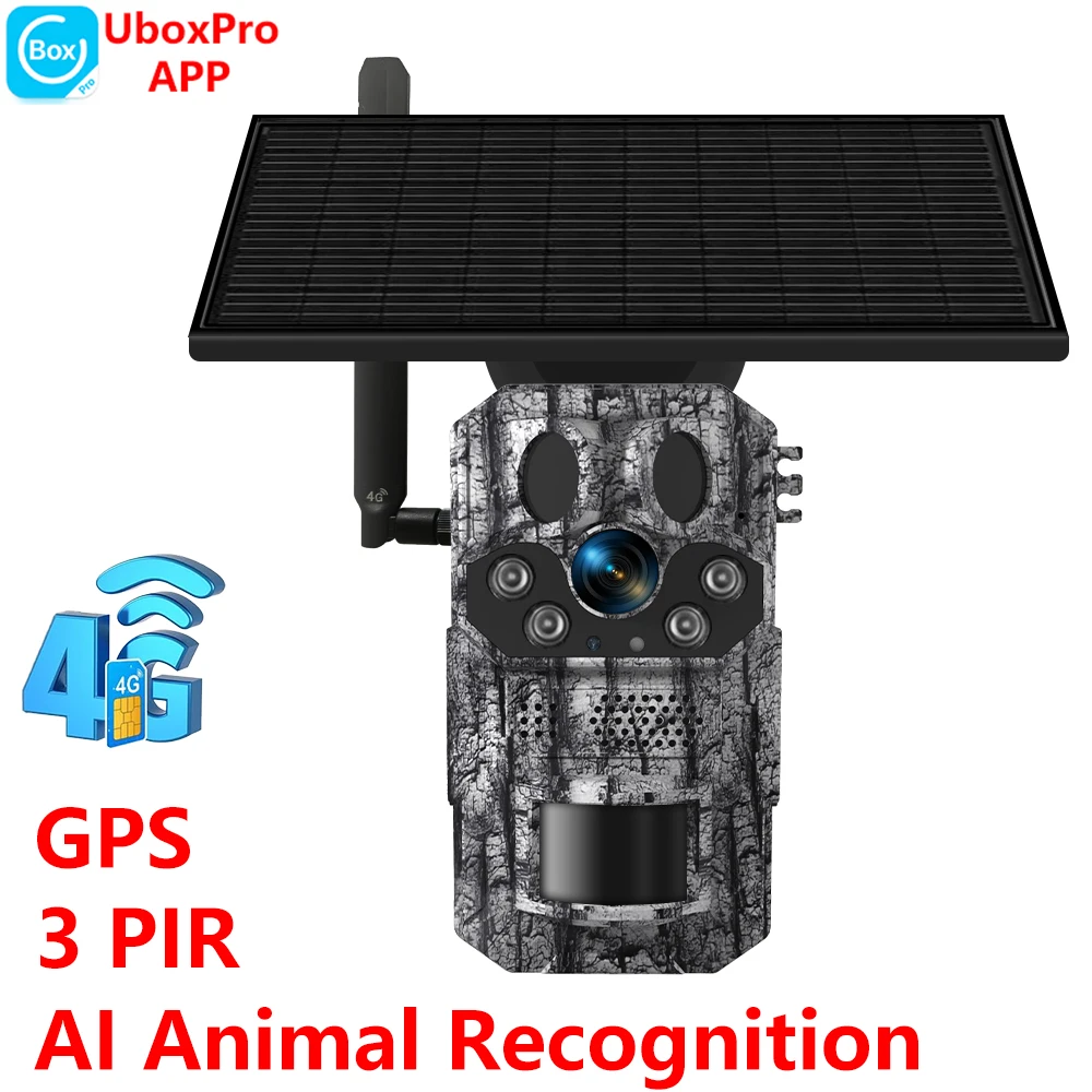 

3PIR AI Animal Recognition 3MP EU 4G Sim Card Battery Solar IR Night Vision Wildlife Hunting GPS Trail Camera Outdoor Waterproof