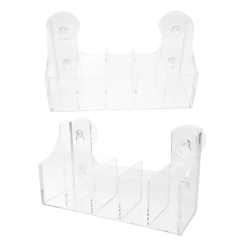 2Pcs Acrylic Suction Cup Fridge Organizer Rack Transparent Beverage Shelf for Refrigerator Door Freezer Glass Surface Soda Water