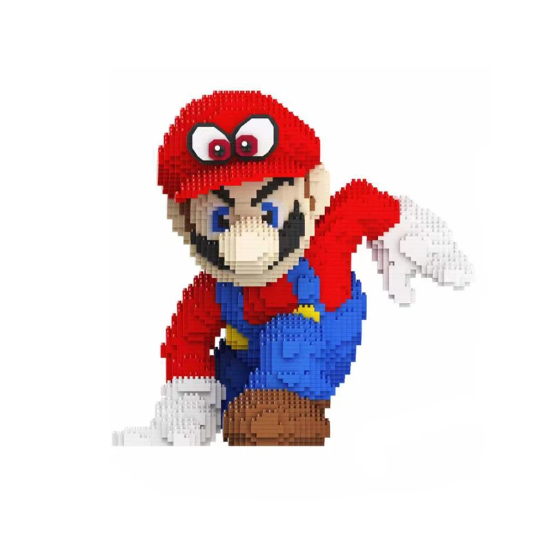 Mario Bros Micro Building Blocks Marry Peach Beach Super Mario Figure Scene DIY Assembly Puzzle Mini Bricks Toys for Kid Gift