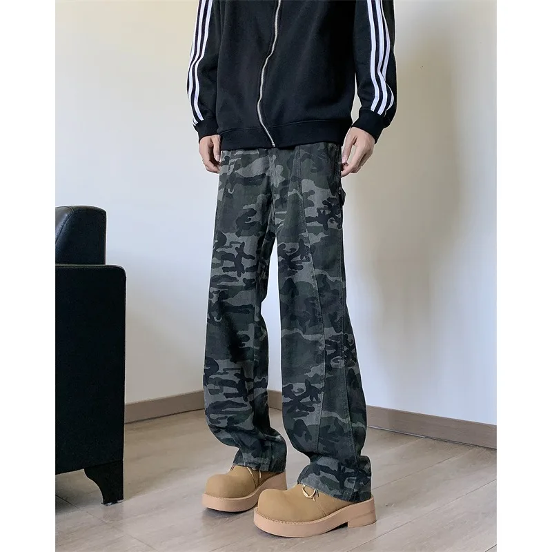 

Мужские камуфляжные рабочие джинсы свободного кроя, осенне-зимние, больших размеров, 250 Pou American Sle High Street, универсальные, повседневные, стритстайл