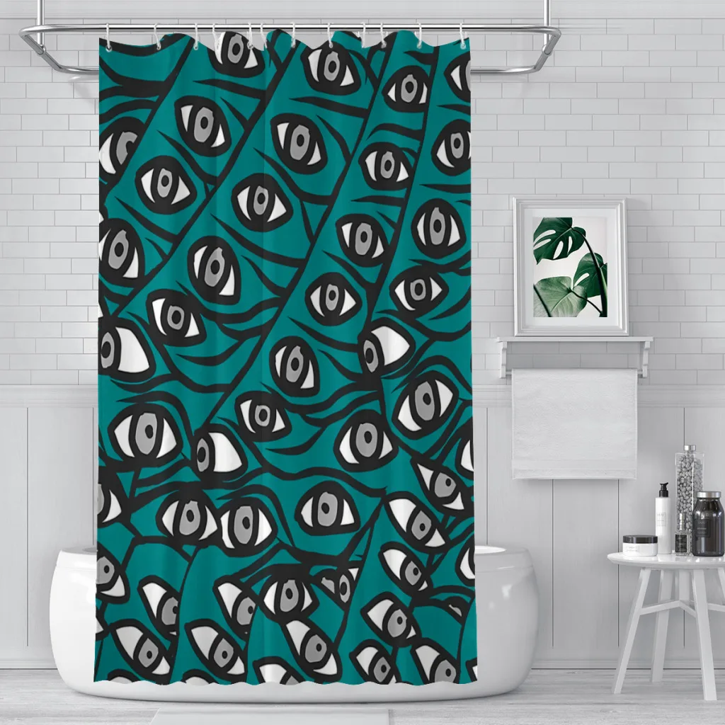 Freddie Eyeballs Teal Green Bathroom Shower Curtains Alien ET Space Waterproof Partition Curtain Funny Home Decor Accessories