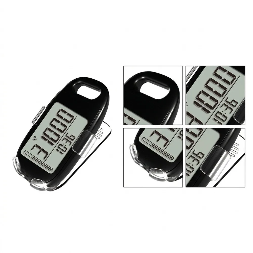 3D Pedometer Step Counter With Clock Display Silent Sensor Clip On For Walking Running Commuting Travel Fitness Activity Part